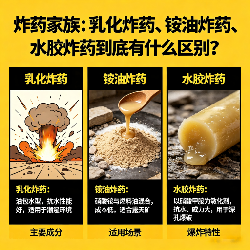 镜湖炸药家族：乳化炸药、铵油炸药、水胶炸药到底有什么区别？